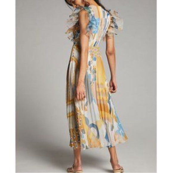 PANKAJ & NIDHI Norma Pleated Maxi Dress 4P - Picture 2 of 13